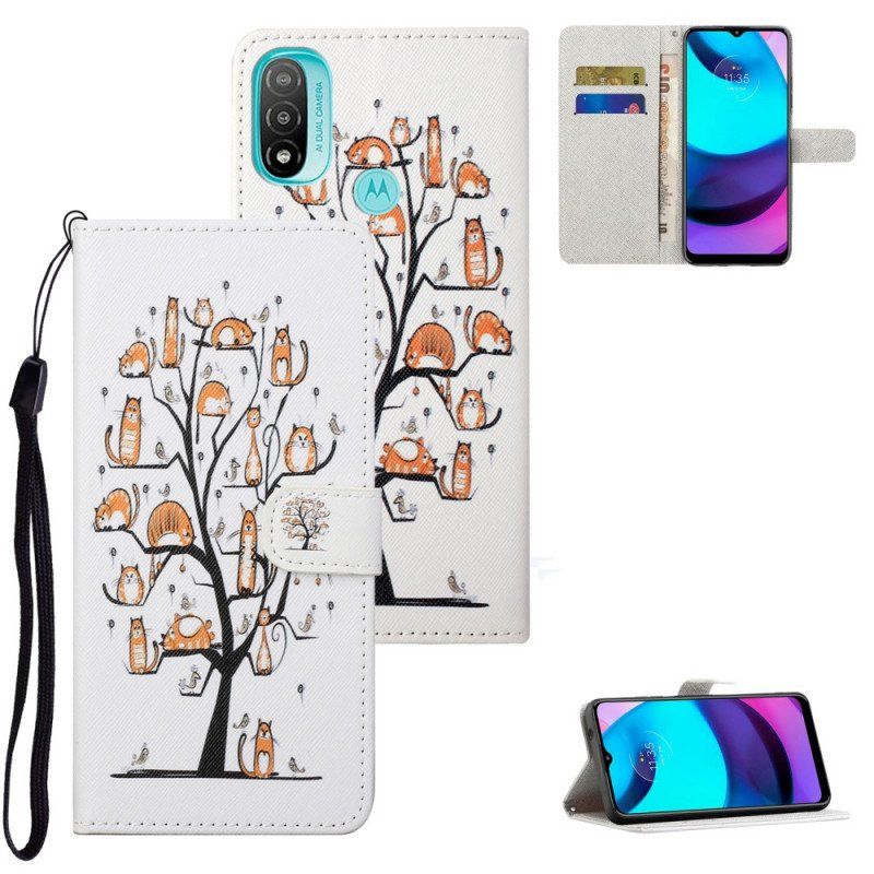 Etui Folio do Moto G71 5G z Łańcuch Funky Koty Z Paskiem