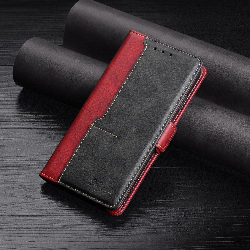 Etui Folio do OnePlus 10T 5G Dwukolorowy Efekt Skóry