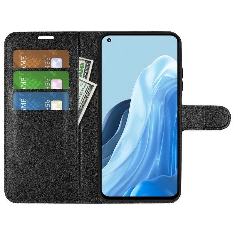 Etui Folio do Oppo Find X5 Lite Klasyczna Sztuczna Skóra Liczi