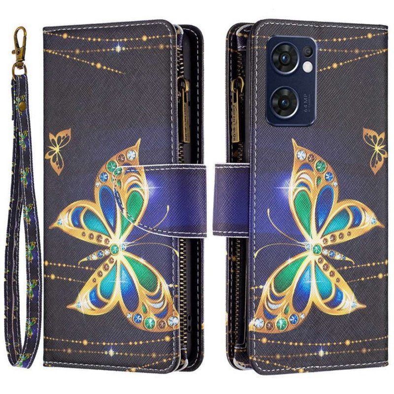 Etui Folio do Oppo Find X5 Lite Zapinana Na Zamek Saszetka Royal Butterfly