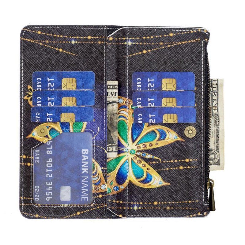 Etui Folio do Oppo Find X5 Lite Zapinana Na Zamek Saszetka Royal Butterfly