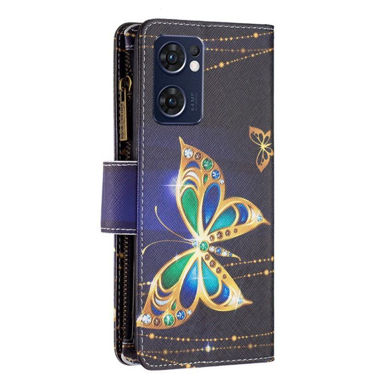 Etui Folio do Oppo Find X5 Lite Zapinana Na Zamek Saszetka Royal Butterfly