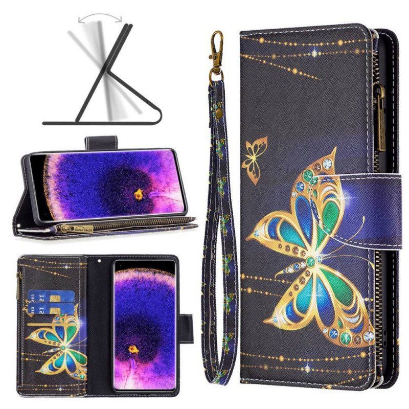 Etui Folio do Oppo Find X5 Lite Zapinana Na Zamek Saszetka Royal Butterfly