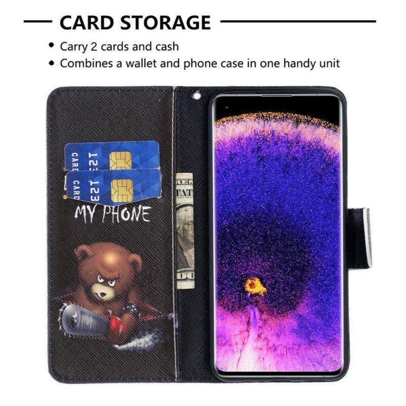 Etui Folio do Oppo Find X5 Pro Niebezpieczny Niedźwiedź