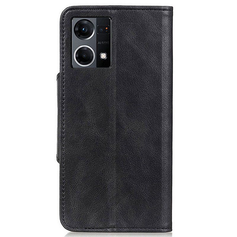 Etui Folio do Oppo Reno 7 Guzik Ze Sztucznej Skóry