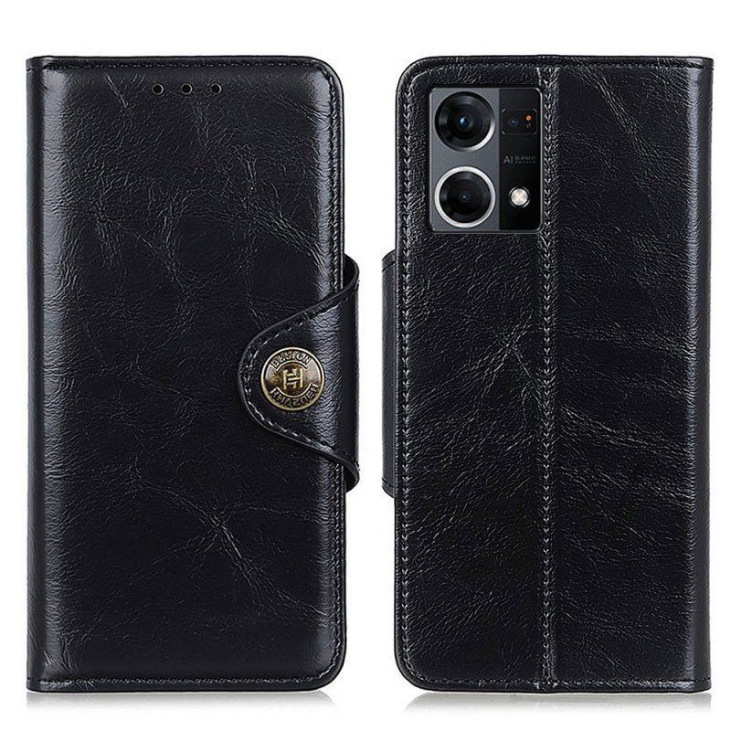 Etui Folio do Oppo Reno 7 Patentowy Guzik Z Imitacji Skóry Khazneh