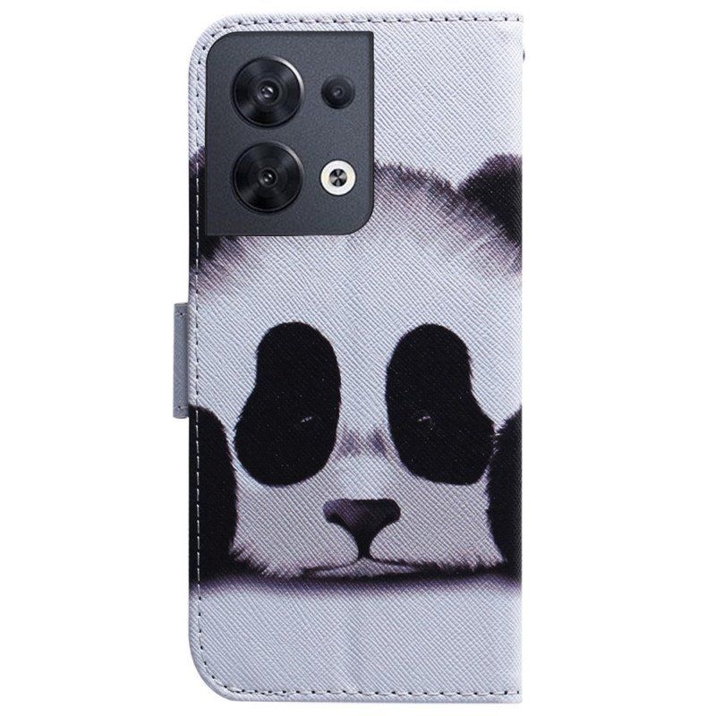 Etui Folio do Oppo Reno 8 Panda Ze Smyczą