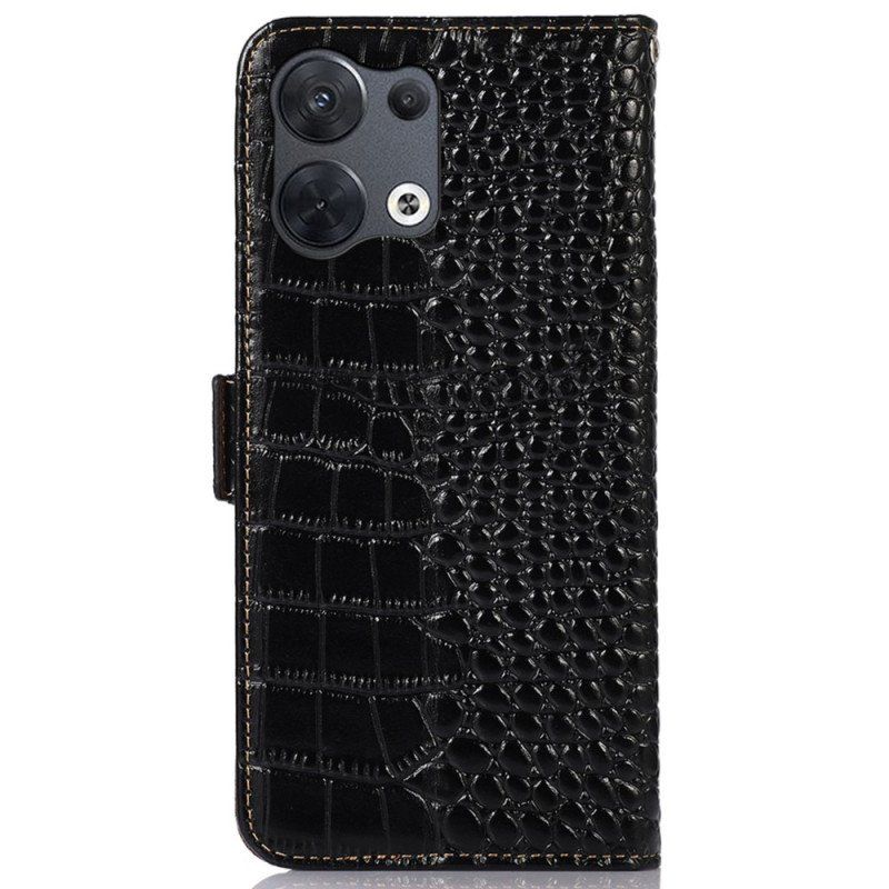 Etui Folio do Oppo Reno 8 Rfid W Stylu Krokodyla