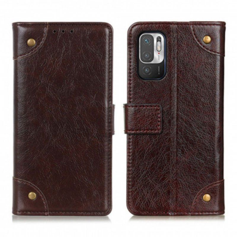 Etui Folio do Poco M3 Pro 5G Nity W Stylu Vintage Ze Skóry Nappa