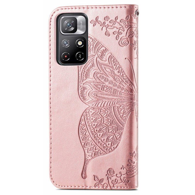 Etui Folio do Poco M4 Pro 5G Pół Motyle