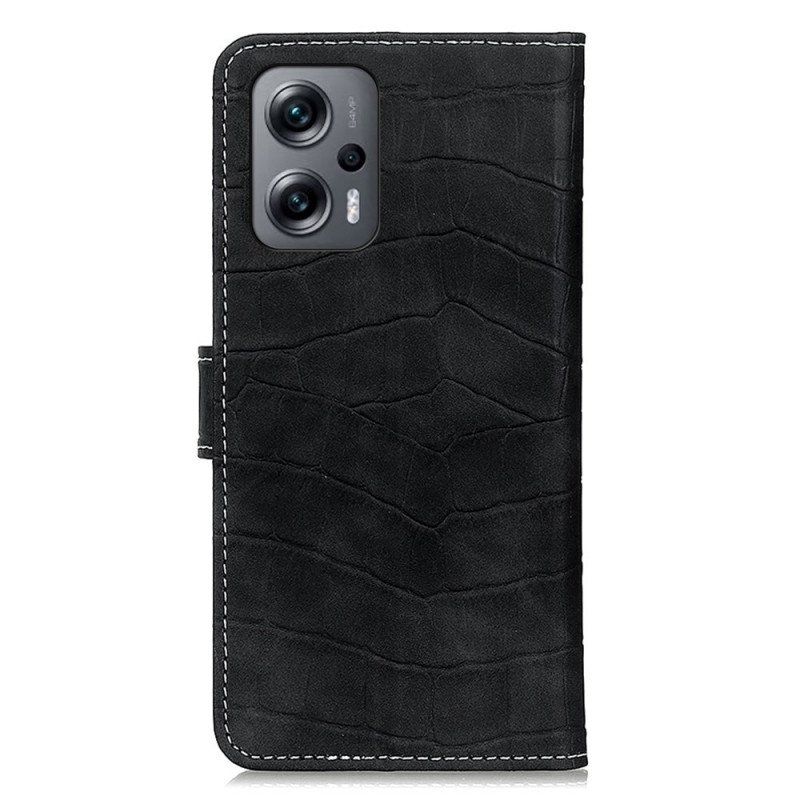 Etui Folio do Poco X4 GT Efekt Skóry Krokodyla