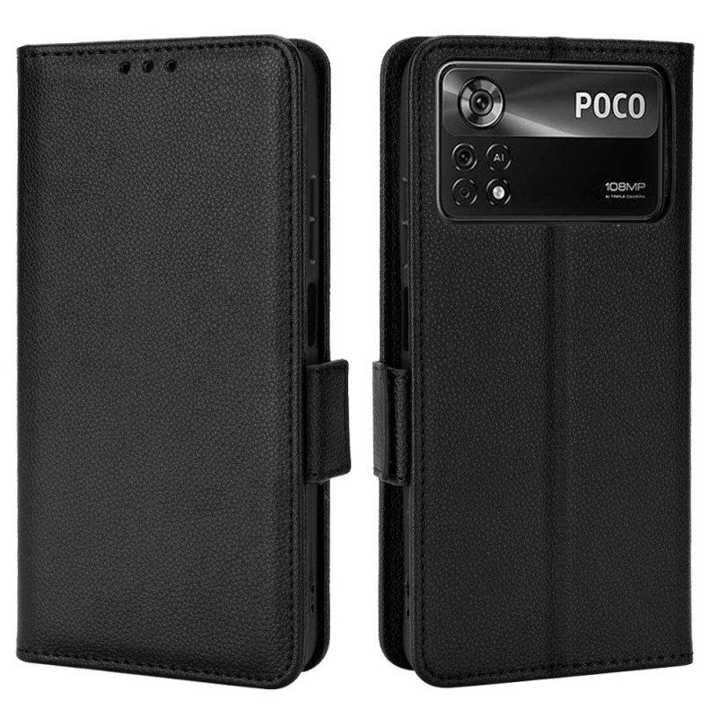 Etui Folio do Poco X4 Pro 5G Bardzo Cienka Sztuczna Skóra Liczi