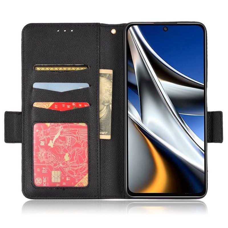 Etui Folio do Poco X4 Pro 5G Bardzo Cienka Sztuczna Skóra Liczi