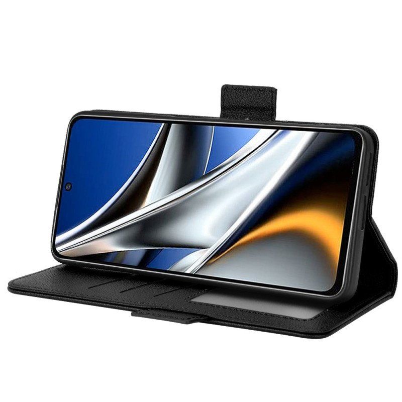 Etui Folio do Poco X4 Pro 5G Bardzo Cienka Sztuczna Skóra Liczi