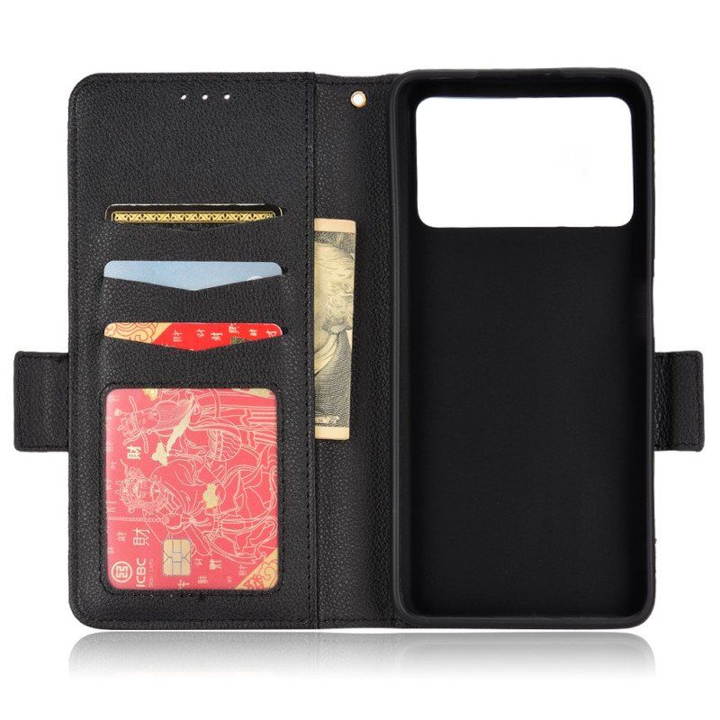 Etui Folio do Poco X4 Pro 5G Bardzo Cienka Sztuczna Skóra Liczi