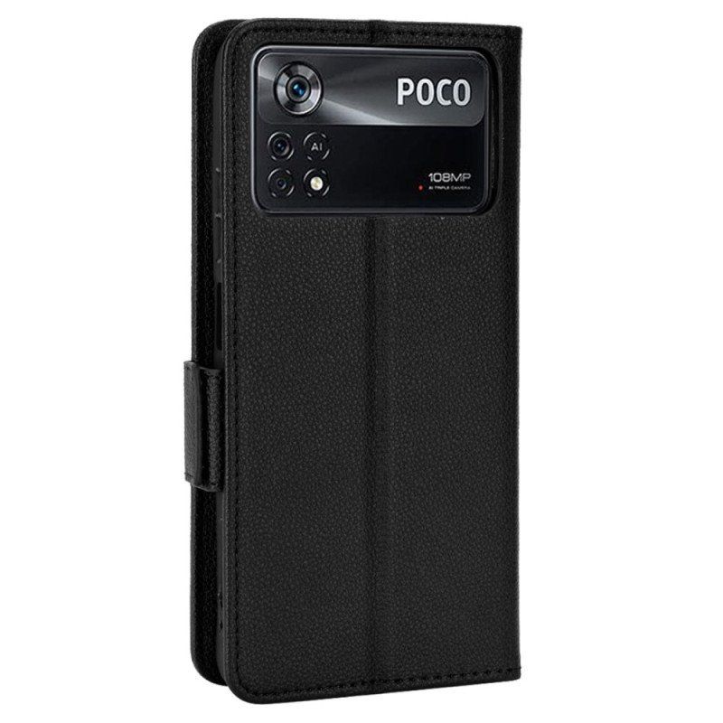 Etui Folio do Poco X4 Pro 5G Bardzo Cienka Sztuczna Skóra Liczi