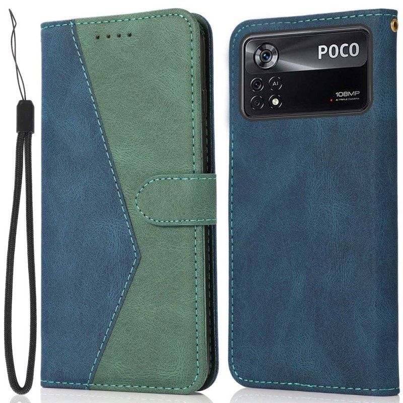 Etui Folio do Poco X4 Pro 5G Dwukolorowa Sztuczna Skóra