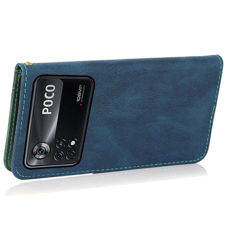 Etui Folio do Poco X4 Pro 5G Dwukolorowa Sztuczna Skóra