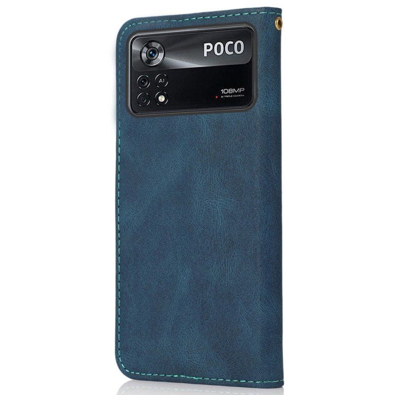 Etui Folio do Poco X4 Pro 5G Dwukolorowa Sztuczna Skóra