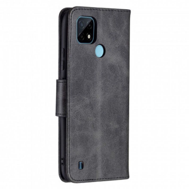 Etui Folio do Realme C21 Skórzany Futerał Gładka Klapa Ukośna