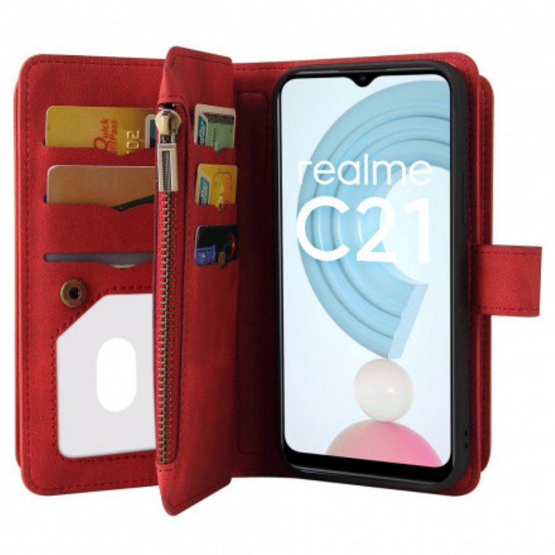 Etui Folio do Realme C21 Wielofunkcyjny Uchwyt Na 10 Kart