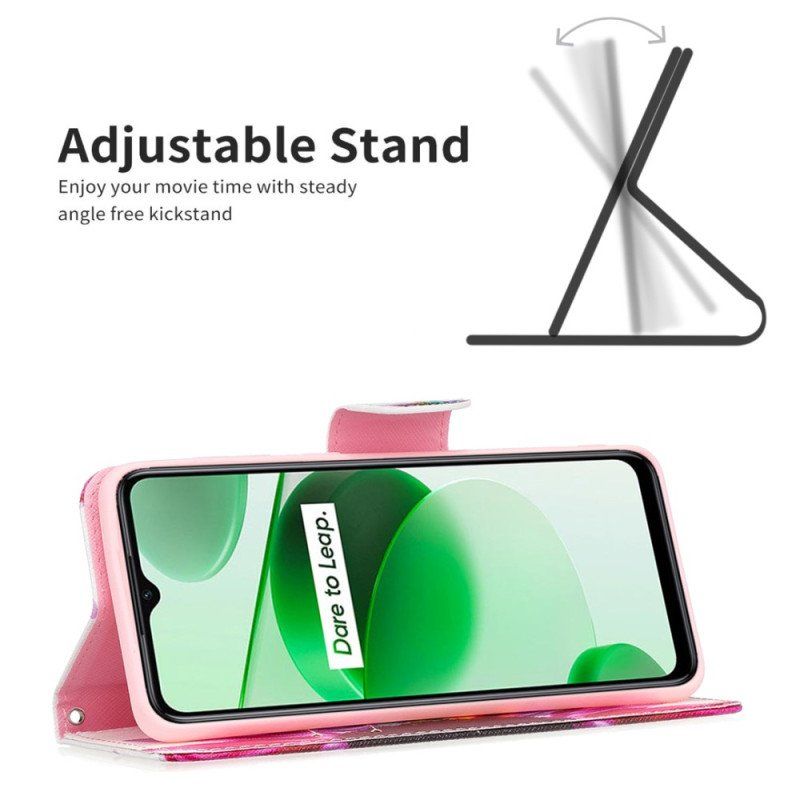 Etui Folio do Realme C35 Akwarela Kwiat