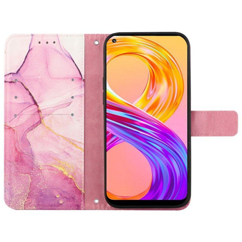 Etui Folio do Realme GT2 Pro z Łańcuch Pasek Marmuru