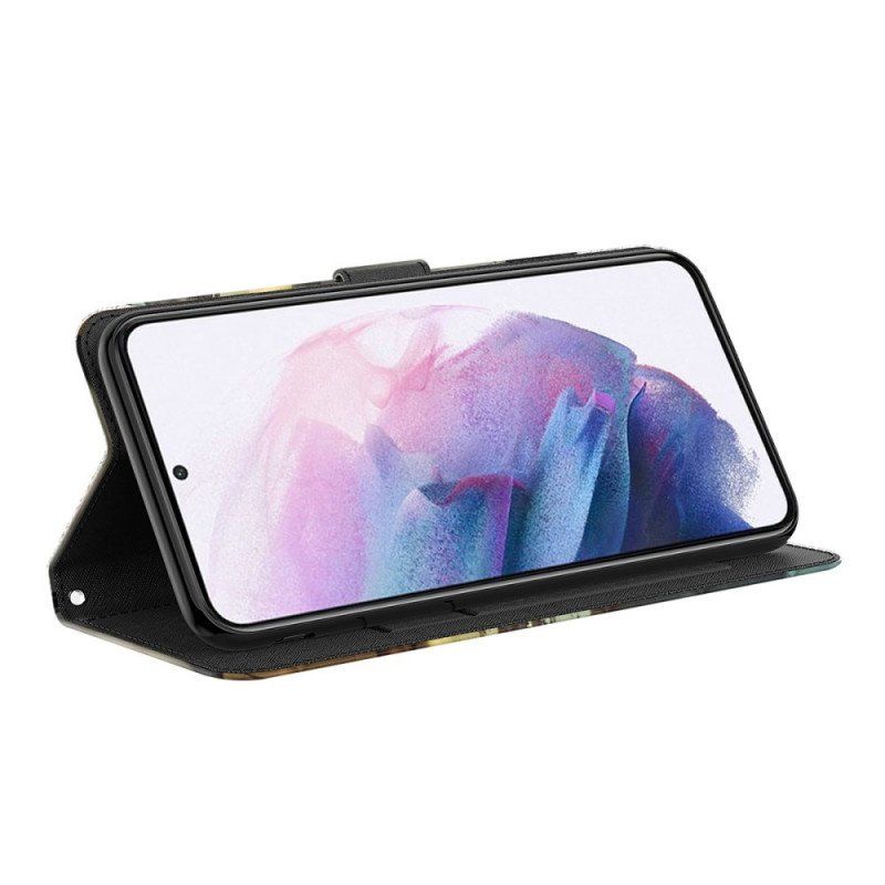 Etui Folio do Samsung Galaxy A13 5G / A04s Marmurowy Wzór Ze Smyczą