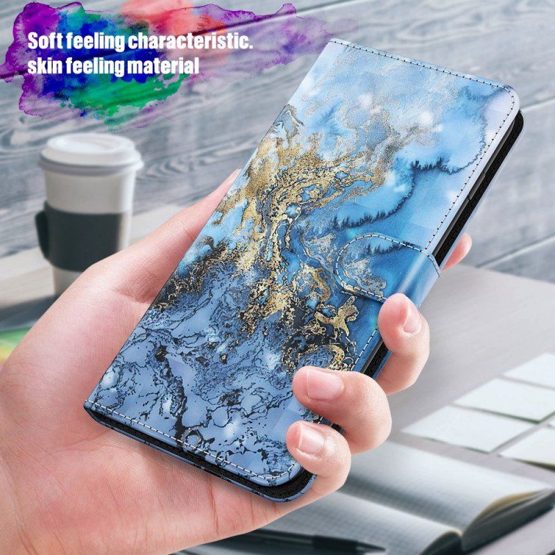 Etui Folio do Samsung Galaxy A13 5G / A04s Marmurowy Wzór Ze Smyczą