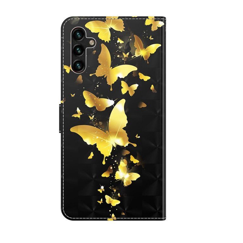 Etui Folio do Samsung Galaxy A13 5G / A04s Żółte Motyle