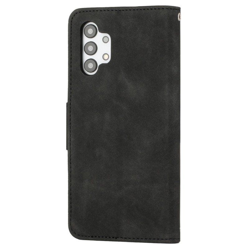 Etui Folio do Samsung Galaxy A13 z Łańcuch Styl Vintage Z Paskami