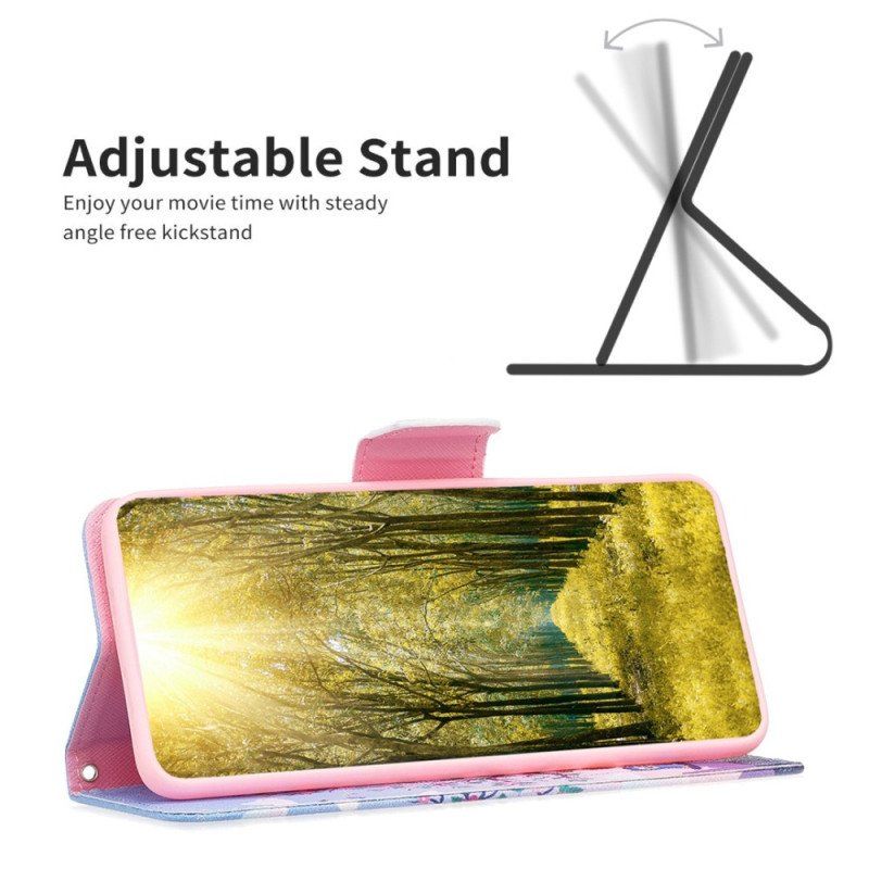 Etui Folio do Samsung Galaxy A14 / A14 5G Sowy Na Huśtawce