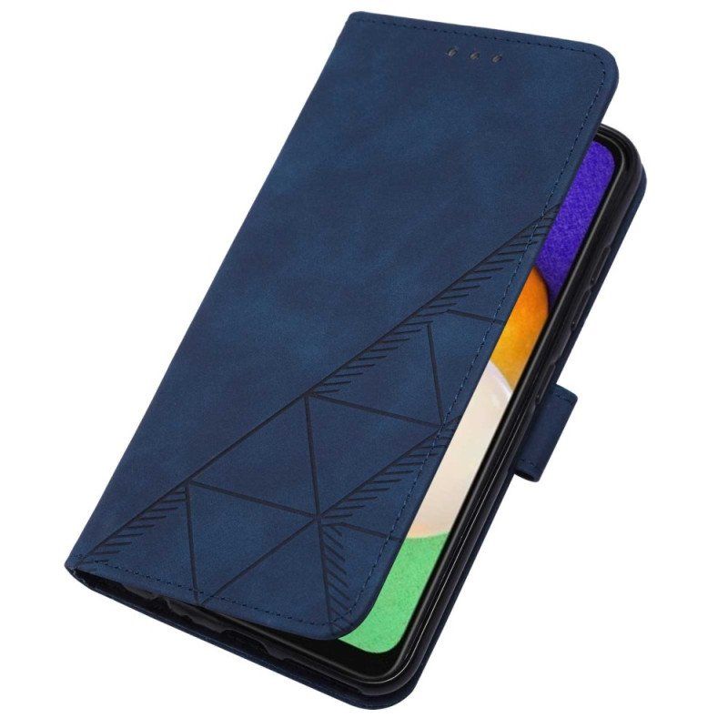 Etui Folio do Samsung Galaxy A14 / A14 5G Trójkąty Ze Smyczą