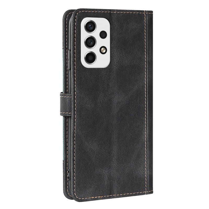 Etui Folio do Samsung Galaxy A53 5G Dwukolorowa Stylowa Sztuczna Skóra