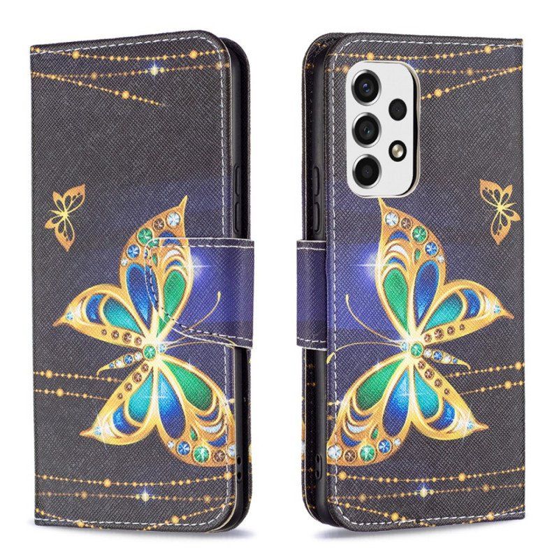 Etui Folio do Samsung Galaxy A53 5G Złote Motyle