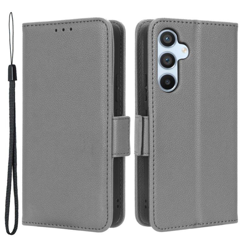 Etui Folio do Samsung Galaxy A54 5G z Łańcuch Skórzany Styl Z Paskami
