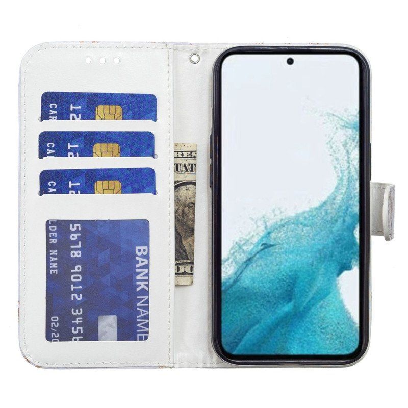 Etui Folio do Samsung Galaxy A54 5G z Łańcuch Styl Z Paskami W Panterkę