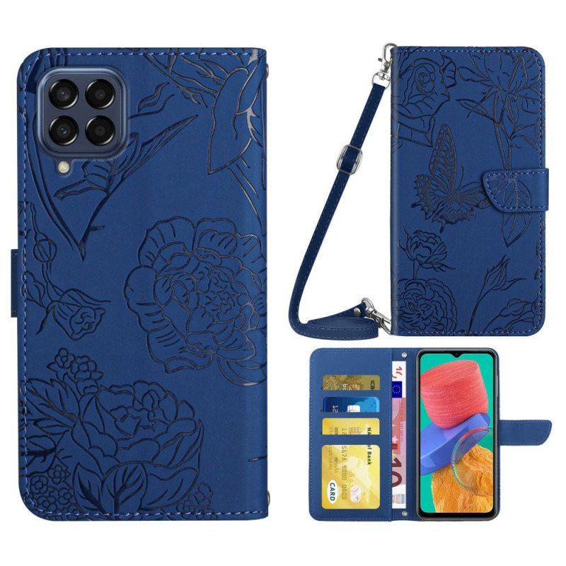 Etui Folio do Samsung Galaxy M33 5G Motyle I Pasek Na Ramię