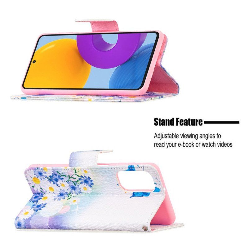 Etui Folio do Samsung Galaxy M52 5G Motyl I Kwiaty