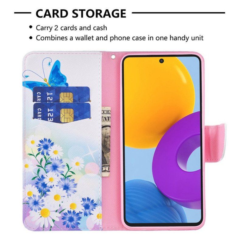 Etui Folio do Samsung Galaxy M52 5G Motyl I Kwiaty