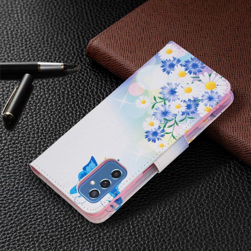 Etui Folio do Samsung Galaxy M52 5G Motyl I Kwiaty