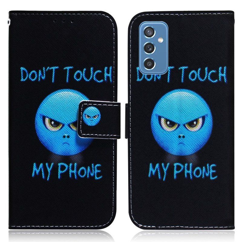 Etui Folio do Samsung Galaxy M52 5G Nie Dotykaj Mojego Telefonu Niebieski