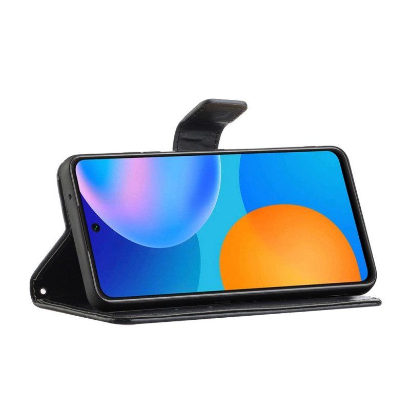 Etui Folio do Samsung Galaxy M52 5G z Łańcuch Pasek W Motyle I Kwiaty