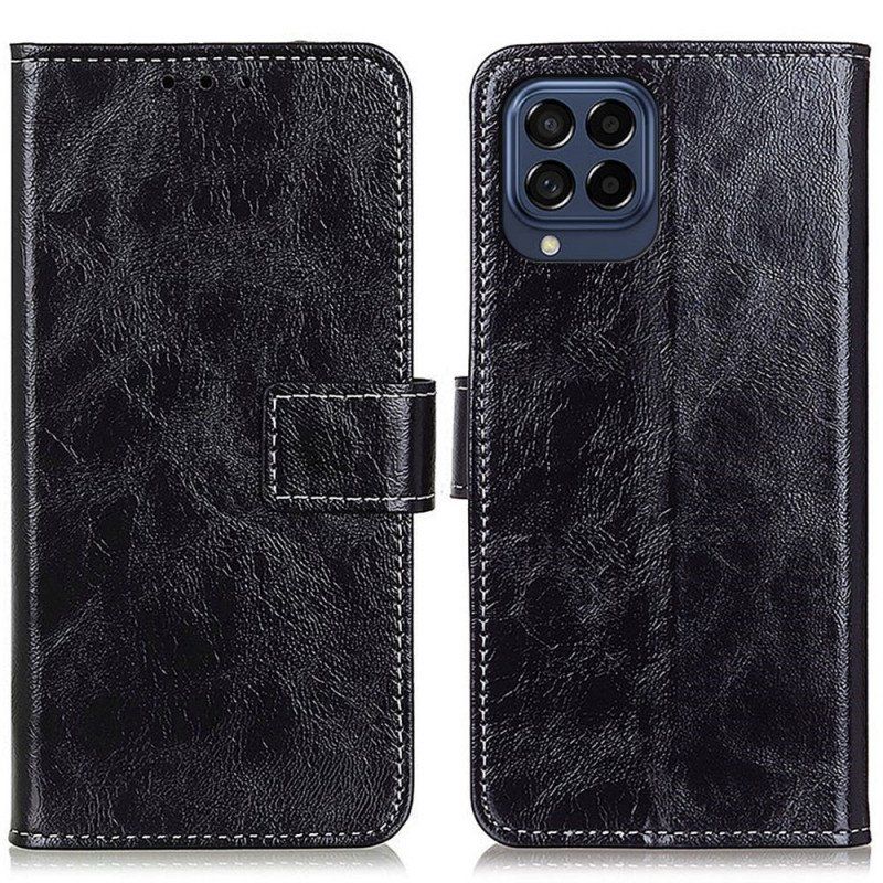 Etui Folio do Samsung Galaxy M53 5G Błyszcząca Sztuczna Skóra I Szwy