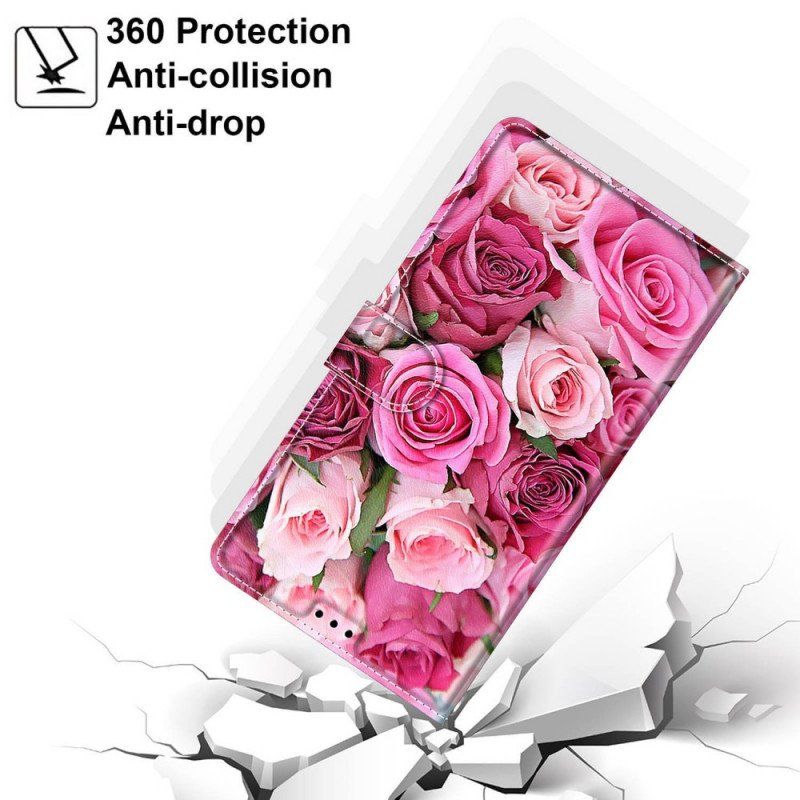 Etui Folio do Samsung Galaxy M53 5G Róże Z Smyczą