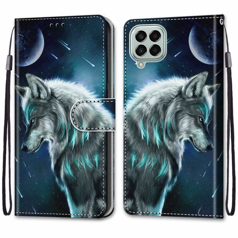 Etui Folio do Samsung Galaxy M53 5G z Łańcuch Smycz Wilk