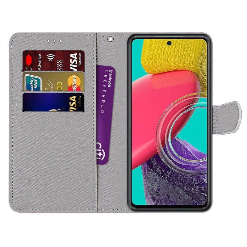 Etui Folio do Samsung Galaxy M53 5G z Łańcuch Smycz Wilk