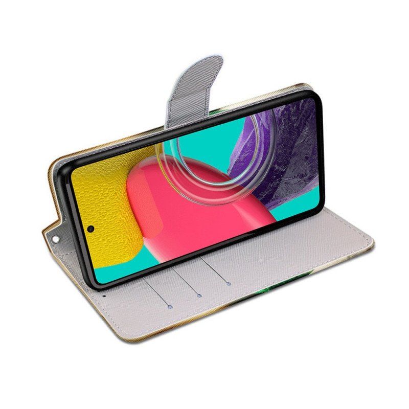 Etui Folio do Samsung Galaxy M53 5G z Łańcuch Zabawny Kotek Z Paskiem