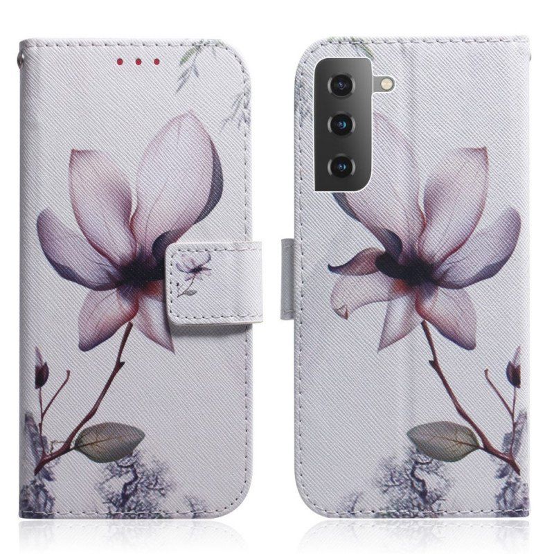 Etui Folio do Samsung Galaxy S22 5G Kwiat Zgaszony Róż