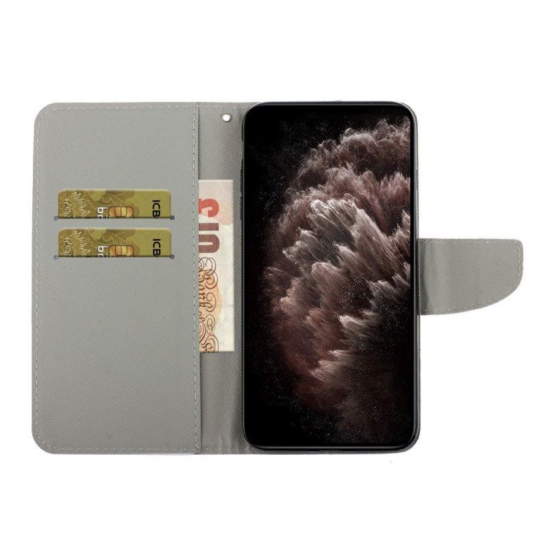 Etui Folio do Samsung Galaxy S22 Plus 5G Gwiazdy I Cekiny Ze Smyczą